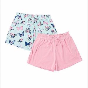 Girls One Step Up Pink Blue Butterfly Shorts